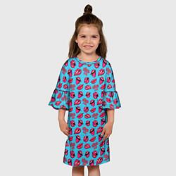 Платье клеш для девочки Губы Поп-арт, цвет: 3D-принт — фото 2