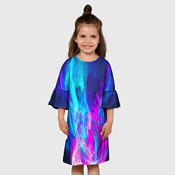Платье клеш для девочки НЕОНОВЫЕ КРАСКИ, цвет: 3D-принт — фото 2