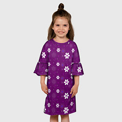 Платье клеш для девочки Узор цветы на фиолетовом фоне, цвет: 3D-принт — фото 2