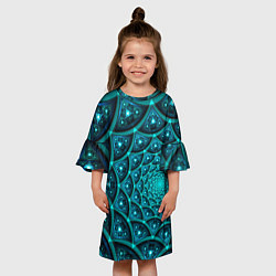 Платье клеш для девочки Асимметрия узор круги фигуры, цвет: 3D-принт — фото 2