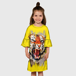 Платье клеш для девочки Оскал тигра, цвет: 3D-принт — фото 2