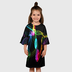 Платье клеш для девочки НЕОНОВЫЙ ДЫМ, цвет: 3D-принт — фото 2