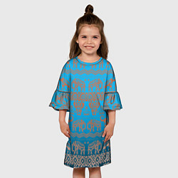 Платье клеш для девочки Узоры Слоны, цвет: 3D-принт — фото 2