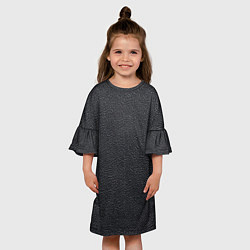 Платье клеш для девочки Текстура черная кожа рельеф, цвет: 3D-принт — фото 2