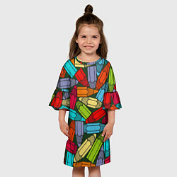 Платье клеш для девочки Детские цветные карандаши арт, цвет: 3D-принт — фото 2