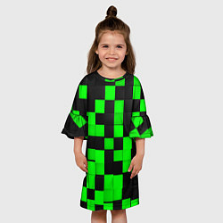 Платье клеш для девочки ЗЕЛЕНЫЕ КУБИКИ, цвет: 3D-принт — фото 2