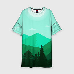 Платье клеш для девочки Горы пейзаж дикая природа, цвет: 3D-принт
