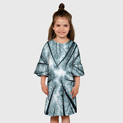 Платье клеш для девочки Деревья вид снизу мрачный, цвет: 3D-принт — фото 2