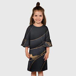 Платье клеш для девочки Black gold, цвет: 3D-принт — фото 2