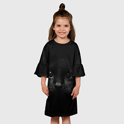 Платье клеш для девочки Чёрный кот, цвет: 3D-принт — фото 2