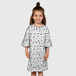Платье клеш для девочки Черепа черно-белые, цвет: 3D-принт — фото 2