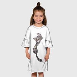 Платье клеш для девочки Милый котя, цвет: 3D-принт — фото 2