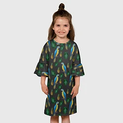 Платье клеш для девочки Попугай Ара, цвет: 3D-принт — фото 2