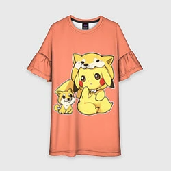 Платье клеш для девочки Pikachu Pika Pika, цвет: 3D-принт