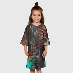 Платье клеш для девочки Palm glitch art, цвет: 3D-принт — фото 2