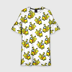 Платье клеш для девочки Among us Pikachu, цвет: 3D-принт