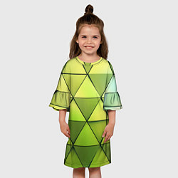 Платье клеш для девочки Зелёные треугольники, цвет: 3D-принт — фото 2
