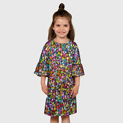 Платье клеш для девочки Скрепыши, цвет: 3D-принт — фото 2