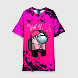 Платье клеш для девочки Among Us Sus Boy Z, цвет: 3D-принт