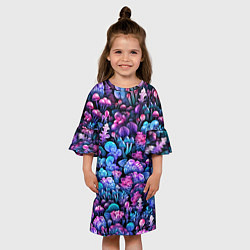 Платье клеш для девочки Волшебные грибы, цвет: 3D-принт — фото 2
