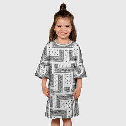 Платье клеш для девочки 3D Бандана v white, цвет: 3D-принт — фото 2