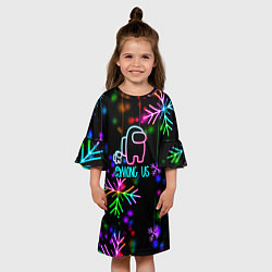 Платье клеш для девочки Among Us New Year, цвет: 3D-принт — фото 2
