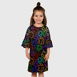 Платье клеш для девочки AMONG US NEON, цвет: 3D-принт — фото 2