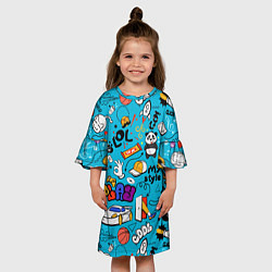 Платье клеш для девочки Детское граффити, цвет: 3D-принт — фото 2