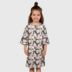 Платье клеш для девочки Камуфляж из цветов, цвет: 3D-принт — фото 2