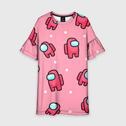 Платье клеш для девочки Among Us - Розовый цвет, цвет: 3D-принт
