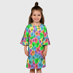 Платье клеш для девочки NEON ABSTRACTION, цвет: 3D-принт — фото 2