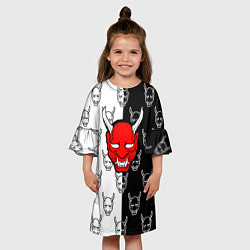 Платье клеш для девочки DEMON BLACKWHITE 2, цвет: 3D-принт — фото 2
