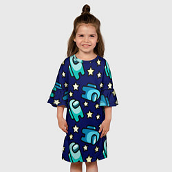 Платье клеш для девочки Among Us Звёзды, цвет: 3D-принт — фото 2