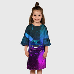 Платье клеш для девочки LAND ROVER NEON, цвет: 3D-принт — фото 2