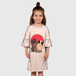 Платье клеш для девочки Мопсы Тату мастер, цвет: 3D-принт — фото 2