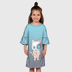 Платье клеш для девочки Кот с мороженкой, цвет: 3D-принт — фото 2