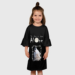 Платье клеш для девочки Волк и луна одиночки, цвет: 3D-принт — фото 2