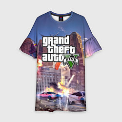 Платье клеш для девочки ЭКШЕН Grand Theft Auto V, цвет: 3D-принт