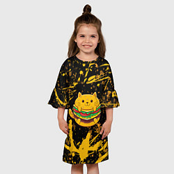 Платье клеш для девочки Котобургер, цвет: 3D-принт — фото 2