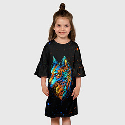 Платье клеш для девочки КРАСОЧНЫЙ ВОЛК, цвет: 3D-принт — фото 2