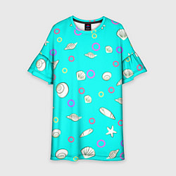 Платье клеш для девочки Морские моллюски, цвет: 3D-принт