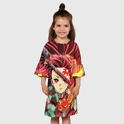 Платье клеш для девочки КЛИНОК РАССЕКАЮЩИЙ ДЕМОНОВ, цвет: 3D-принт — фото 2