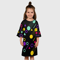 Платье клеш для девочки Круги и Треугольники, цвет: 3D-принт — фото 2