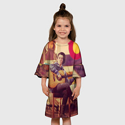 Платье клеш для девочки Гитаристка, цвет: 3D-принт — фото 2