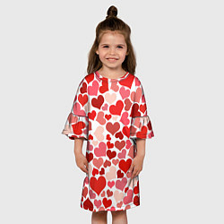 Платье клеш для девочки Множество сердец, цвет: 3D-принт — фото 2
