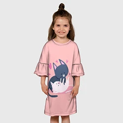 Платье клеш для девочки Влюбленные котики, цвет: 3D-принт — фото 2