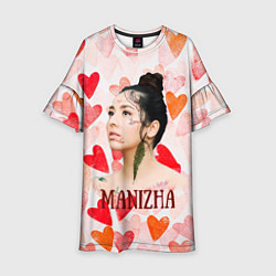 Платье клеш для девочки Manizha на фоне сердечек, цвет: 3D-принт
