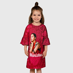 Платье клеш для девочки Manizha Сердечки, цвет: 3D-принт — фото 2