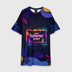 Платье клеш для девочки Летняя тропическая ночь, цвет: 3D-принт
