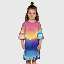 Платье клеш для девочки Красочные Горы, цвет: 3D-принт — фото 2